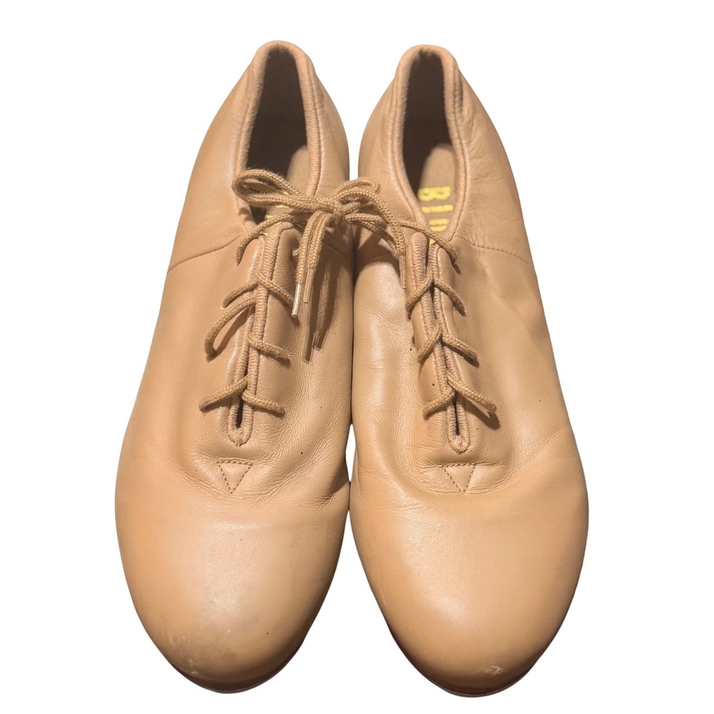 Bloch Tap Shoes Womens 6.5 N Tan‎ Leather Lace Up Shockwave Professional Dance